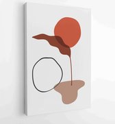Canvas schilderij - Foliage line art drawing with abstract shape. Abstract Plant Art design for print, cover, wallpaper, Minimal and natural wall art. 1 -    – 1810924390 - 80*60 V