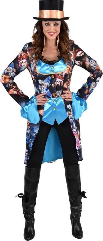 Magic Design Verkleedjas Vlinder Dames Zwart/blauw Mt Xl