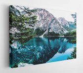 Canvas schilderij - Daylight forest glossy lake-     443446 - 115*75 Horizontal