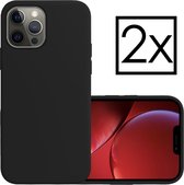 iPhone 13 Pro Max Hoesje Zwart Cover Silicone Case Hoes - 2x