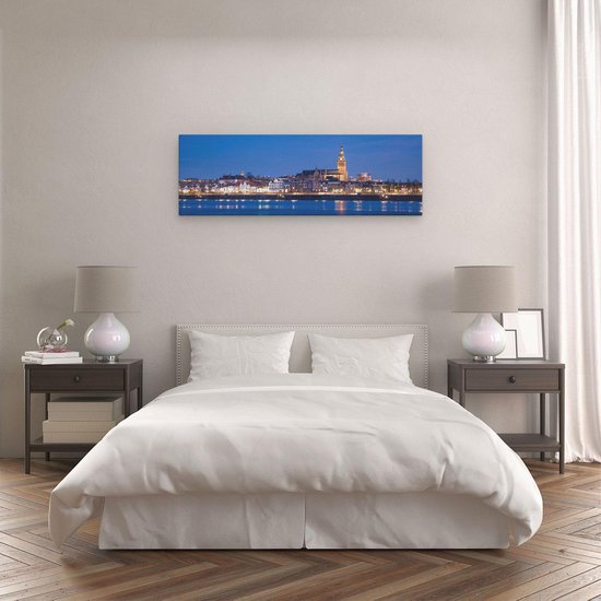 Artaza - Peinture sur toile - Skyline de Nimègue avec la rivière Waal - 120 x 40 - Groot - Photo sur toile - Impression sur toile