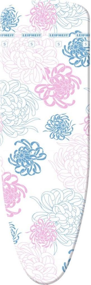 Leifheit strijkplankhoes Cotton Classic S - 112 x 35 cm strijkvlak - 3 mm dikke molton - roze - wit - blauw