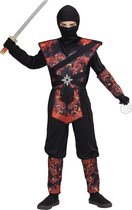 Widmann - Ninja & Samurai Kostuum - Ninja Vlammende Draak Dojo - Jongen - rood,zwart - Maat 116 - Carnavalskleding - Verkleedkleding
