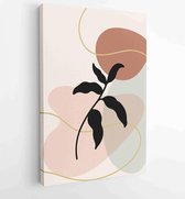 Canvas schilderij - Botanical wall art vector set. Foliage line art drawing with abstract shape. 4 -    – 1861710919 - 80*60 Vertical