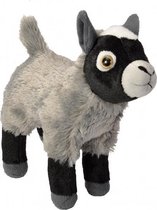 knuffel geitje junior 20 cm pluche grijs/zwart