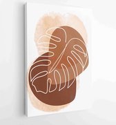 Canvas schilderij - Botanical wall art vector background set. Foliage line art drawing with watercolor 1 -    – 1904693014 - 80*60 Vertical