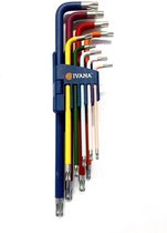 Ivana haakse sleutelset torx TX-10 t/m TX-50 kogelkop 9-delig