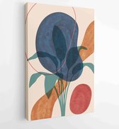 Canvas schilderij - Botanical wall art vector set. Golden foliage line art drawing with abstract shape 4 -    – 1897757386 - 115*75 Vertical