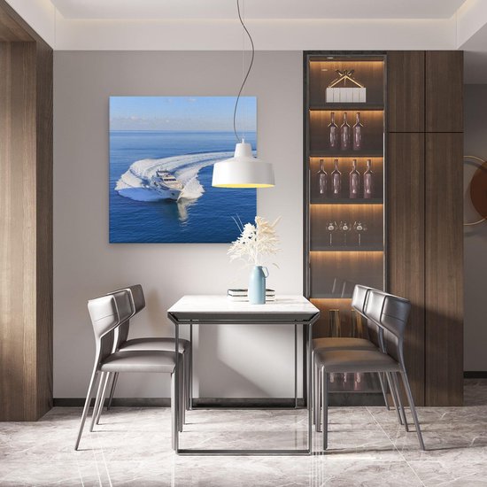 Artaza Peinture sur toile Yacht Bateau sur l' Water dans un virage - 80 x 80 - Groot - Photo sur toile - Impression sur toile