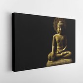 Canvas schilderij - Statue of Buddha sitting in meditation With black space on the right hand side -     1211002153 - 80*60 Horizontal