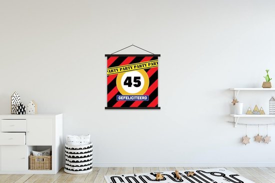 Porte-affiche avec affiche - Affiche scolaire - Anniversaire - 45 ans - Fête - 60x60 cm - Lattes noires