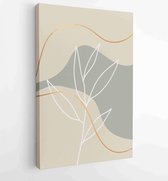 Canvas schilderij - Luxury botanical golden Texture wall art vector set. Marble art design with abstract shape and gold pattern.  3-    – 1843002346 - 115*75 Vertical