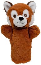 Pluche poppenkast handpop rode panda knuffel van 24 cm - Kinder speelgoed poppen van dieren