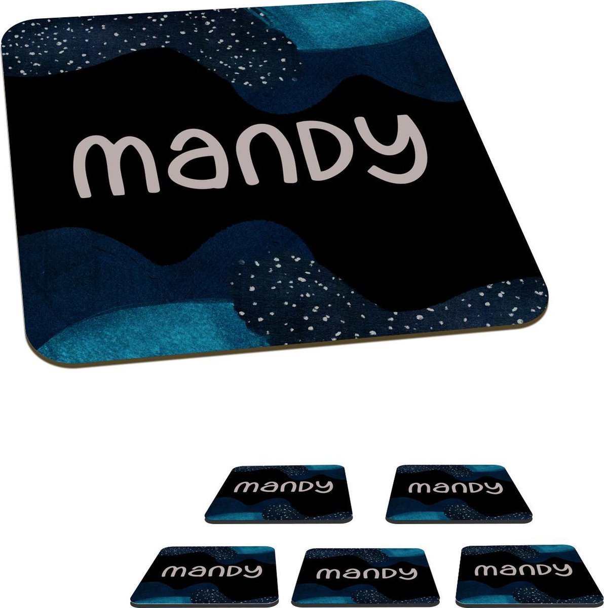 Onderzetters voor glazen - Mandy - Pastel - Meisje - 10x10 cm - Glasonderzetters - 6 stuks