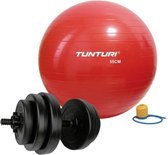 Tunturi - Fitness Set - Vinyl Halterset 15 kg  - Gymball Rood 55 cm