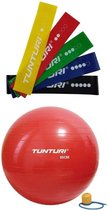 Tunturi - Fitness Set - Weerstandsbanden 5 stuks - Gymball Rood 65 cm