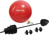 Tunturi - Fitness Set - Vinyl Barbell/Dumbbell Set 50Kg   - Gymball Rood 75 cm