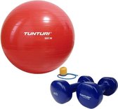 Tunturi - Fitness Set - Vinyl Dumbbell 2 x 4 kg  - Gymball Rood 90 cm