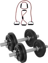 Tunturi - Fitness Set - Halterset 20 kg incl 2 Dumbbellstangen  - Tubing Set Rood