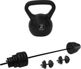 Tunturi - Fitness Set - Vinyl Barbell/Dumbbell Set 50Kg  - Kettlebell 2 kg