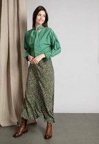 River Woods Oversized blouse met sjaalkraag in groen