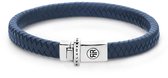 Rebel&Rose RR-L0146-S-M Armband leer blauw met zilver element