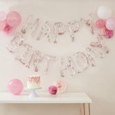 Folieballon Banner 'Happy Birthday' Confetti - Rosé Goud
