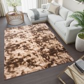 Tapiso Silk Dyed Vloerkleed Bruin Hoogpolig Antislip Modern Woonkamer Slaapkamer Tapijt Maat- 200x300