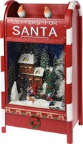 Postbus met Kerstdorp - Bewegende Sneeuw - Muziek - Led verlichting - Kerst 38x25x62 cm