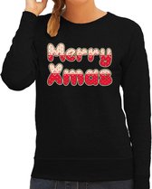 Merry xmas foute Kerst trui - zwart - dames - Kerst sweater / Kerst outfit XS