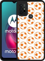 Motorola Moto G10 Hardcase hoesje Orange Soccer Balls - Designed by Cazy