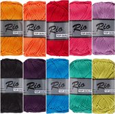 Lammy yarns Rio katoen garen pakket - warme regenboog kleuren - 10 bollen