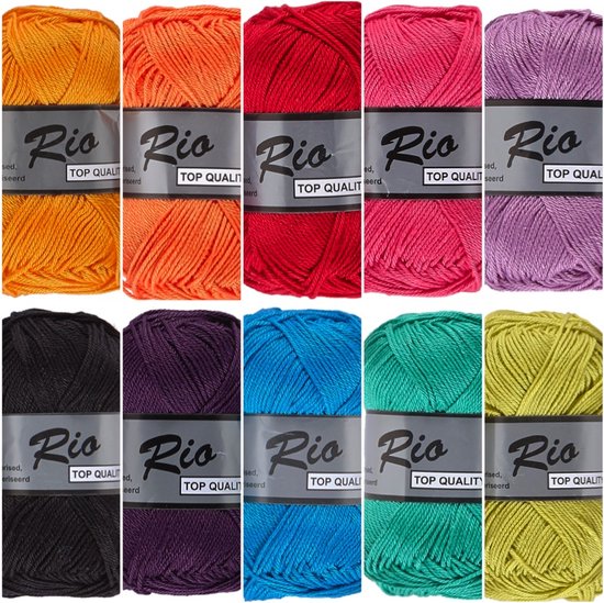 Lammy yarns Rio katoen garen pakket - warme regenboog kleuren - 10 bollen |  bol.com