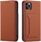 Mobiq - Magnetic Fashion Wallet Case iPhone 13 Mini - bruin