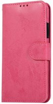 iPhone 13 2-in-1 Hoesje met Magnetische Backcover - Telefoonhoesje met vakjes voor pasjes - Inclusief polsbandje - Mobiq Magnetische 2-in-1 Wallet Case iPhone 13 roze