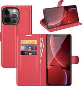 iPhone 13 Pro Max Hoesje - MobyDefend Kunstleren Wallet Book Case - Rood - GSM Hoesje - Telefoonhoesje Geschikt Voor: Apple iPhone 13 Pro Max