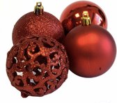 Christmas Gifts Kerstballen - Kerstdecoratie - 24 Stuks - Ø 6cm - Rood