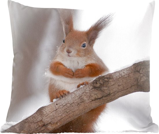 Sierkussens - Kussentjes Woonkamer - 50x50 cm - Eekhoorn - Boom - Sneeuwvlok - Winter - Kerstversiering - Kerstdecoratie voor binnen - Woonkamer