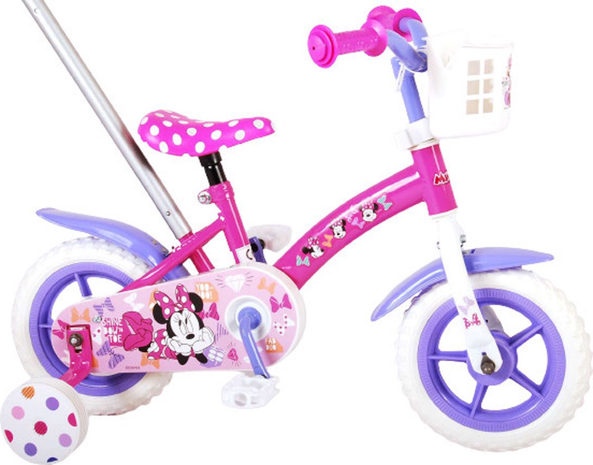 Disney Minnie Cutest Ever! Kinderfiets Meisjes 10 inch Roze Wit Paars Doortrapper - Foto 6
