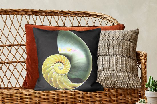 Sierkussens - Kussentjes Woonkamer - 45x45 cm - Schelp - Zwart - Parelmoer
