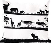 Sierkussens - Kussentjes Woonkamer - 40x40 cm - Een illustratie van een set van Afrikaanse wilde dieren