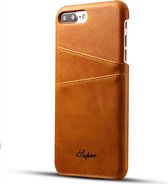 Mobiq - Leather Snap On Wallet iPhone 8 Plus/7 Plus Hoesje - tan brown