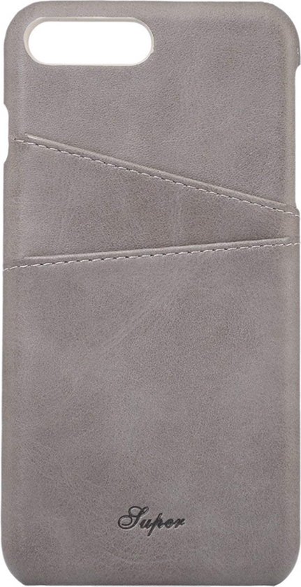 Mobiq - Leather Snap On Wallet iPhone 8 Plus/7 Plus Hoesje - grijs