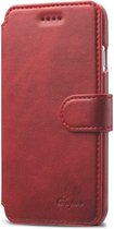 Mobiq Premium Lederen iPhone 8 Plus | iPhone 7 Plus Portemonnee Hoes | Wallet case iPhone iPhone 8 Plus / 7 Plus | Wallet case | Ruimte voor pasjes | Met Sluiting - Rood | Rood