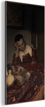 Wanddecoratie Metaal - Aluminium Schilderij Industrieel - Slapend meisje - Johannes Vermeer - 40x80 cm - Dibond - Foto op aluminium - Industriële muurdecoratie - Voor de woonkamer/slaapkamer