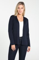 Cassis - Female - Cardigan in twee stoffen met verenprint  - Marineblauw