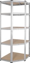 DUB Metalen Opbergrek/Stellingkast hoek met 5 legborden - 875kg draagkracht - (HxBxD) 180x70x40 cm - 175kg per plank