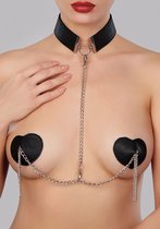 Adore Collar & Heart Pasties - Black - Maat O/S