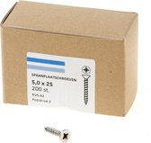 Hoenderdaal Vis pour aggloméré en acier inoxydable tête fraisée plate PZ2 filetage complet 5.0X25 (par 200 pièces)