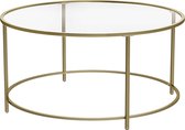 Homestoreking Ronde salontafel met glas en gouden ijzeren frame - goud